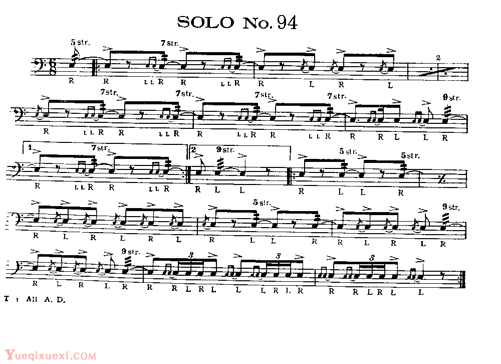 美国军鼓150条精华SOLO系列之《SOLO No.94》