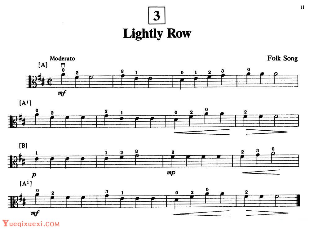 儿歌 Lightiy Row中提琴谱