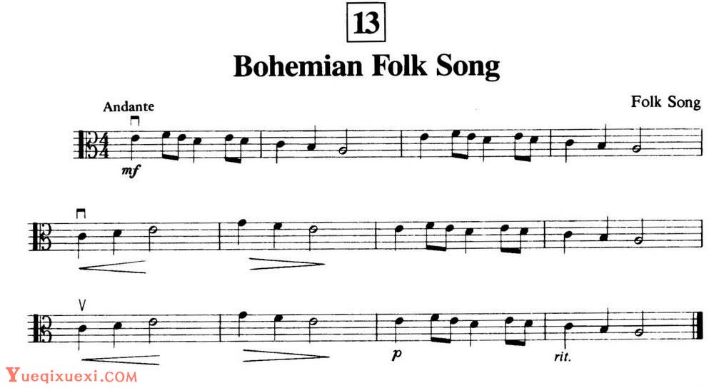 Bohemian Folk Song 中提琴谱