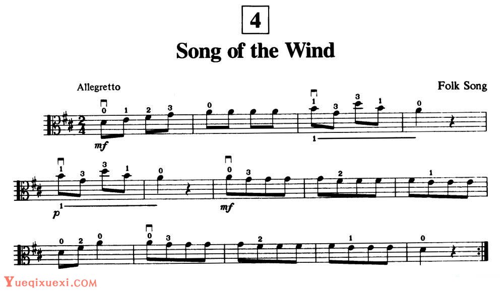 Song of the Wind（风之细语）中提琴谱