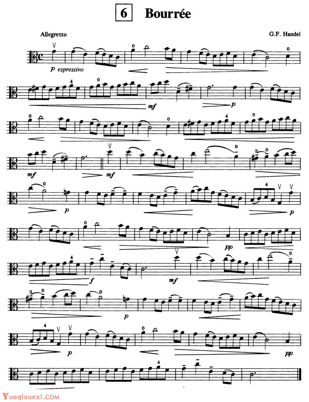 Bourree 中提琴谱