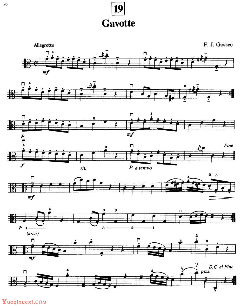中提琴谱【Gavotte】F.j.Gossec