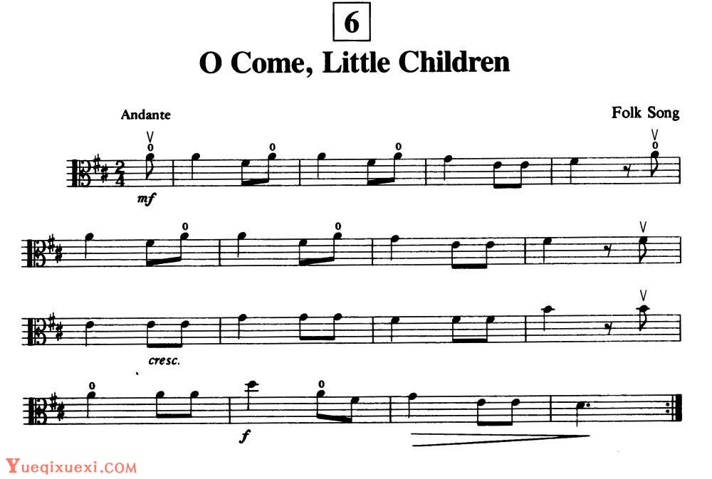 儿歌 O Come,Little Children 中提琴谱