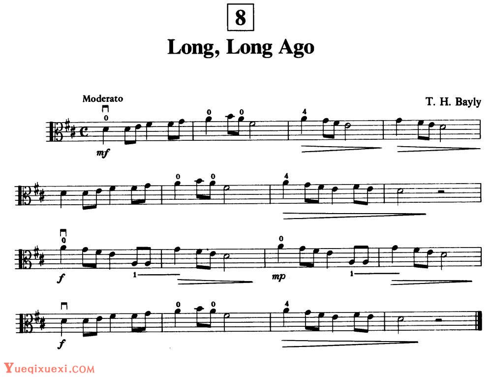 Long,Long Ago 中提琴谱