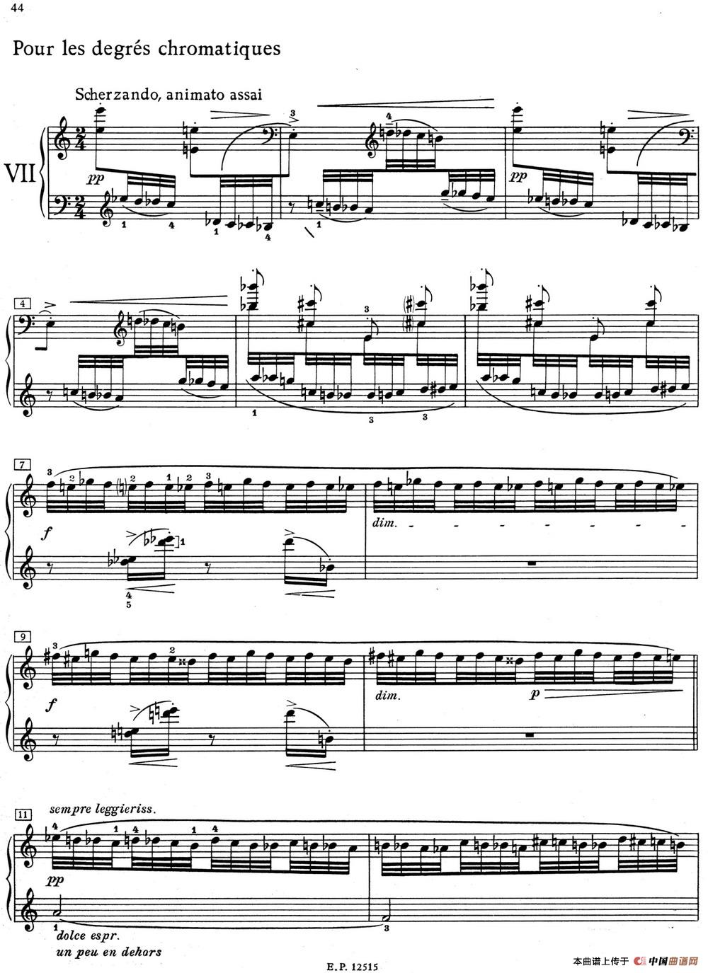 德彪西12首钢琴练习曲（7 半音阶练习v1.0 degrés chromatiques）(1)_7 Pour les degres chromatiques_页面_1.jpg