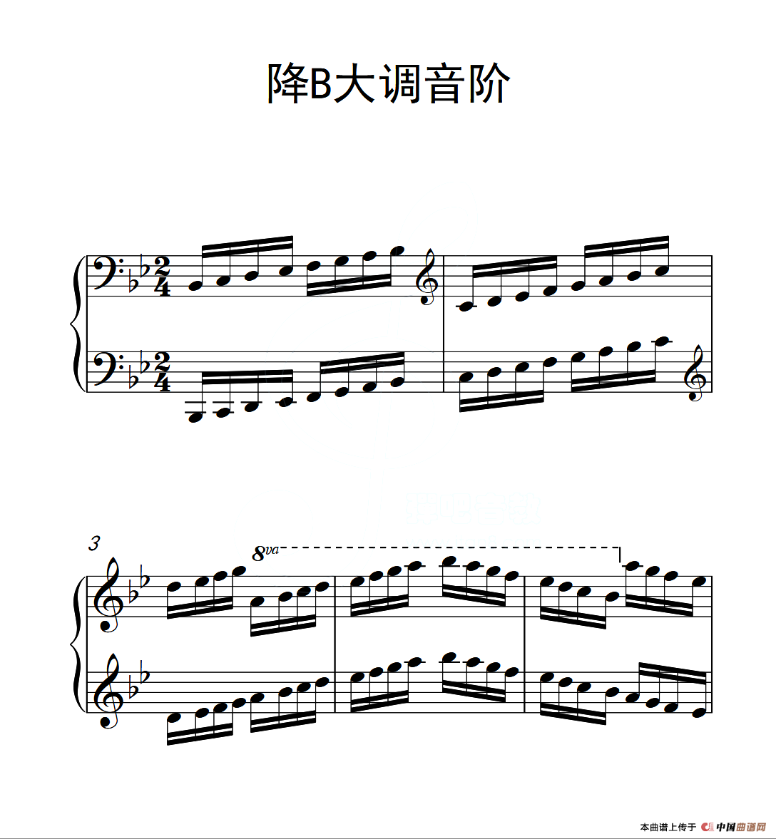 第六级 降b大调音阶(中国音乐学院钢琴考级作品1~6级)(1)
