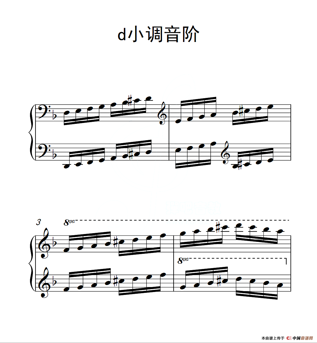 第四级 d小调音阶(中国音乐学院钢琴考级作品1~6级)(1)