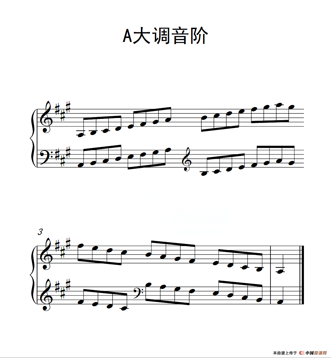第二级 a大调音阶(中国音乐学院钢琴考级作品1~6级)(1)