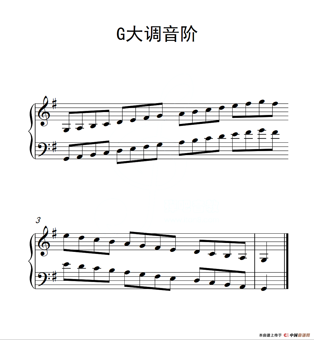 第二级 g大调音阶(中国音乐学院钢琴考级作品1~6级)(1)