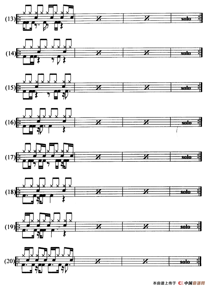 25条架子鼓方克(funky)节奏型练习(1)