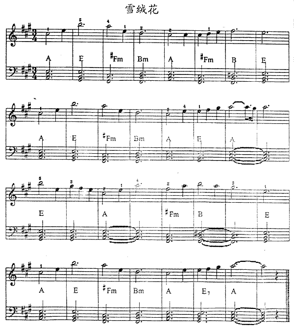 雪绒花电子琴曲谱（图1）