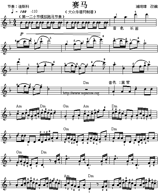 赛马电子琴曲谱（图1）