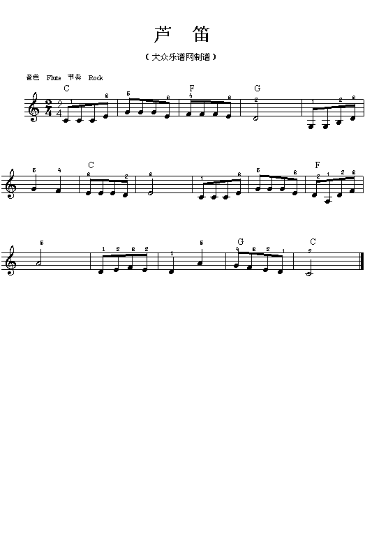 芦笛电子琴曲谱（图1）