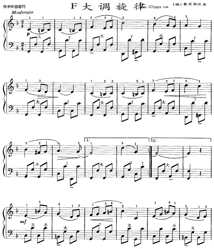 F大调旋律电子琴曲谱（图1）