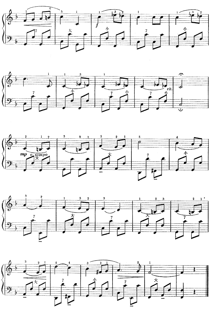 F大调旋律电子琴曲谱（图2）