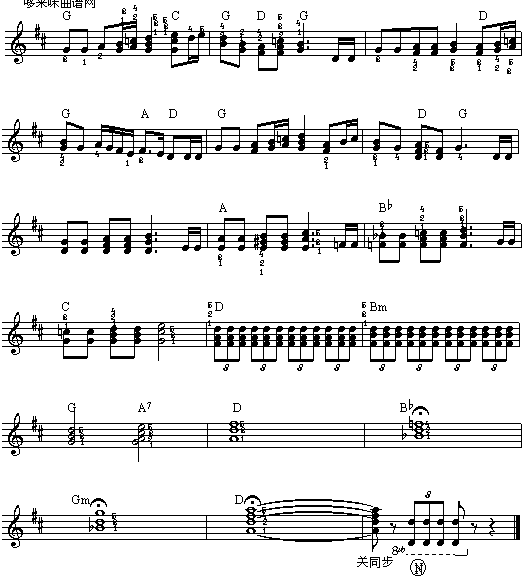 游击队之歌电子琴曲谱（图2）