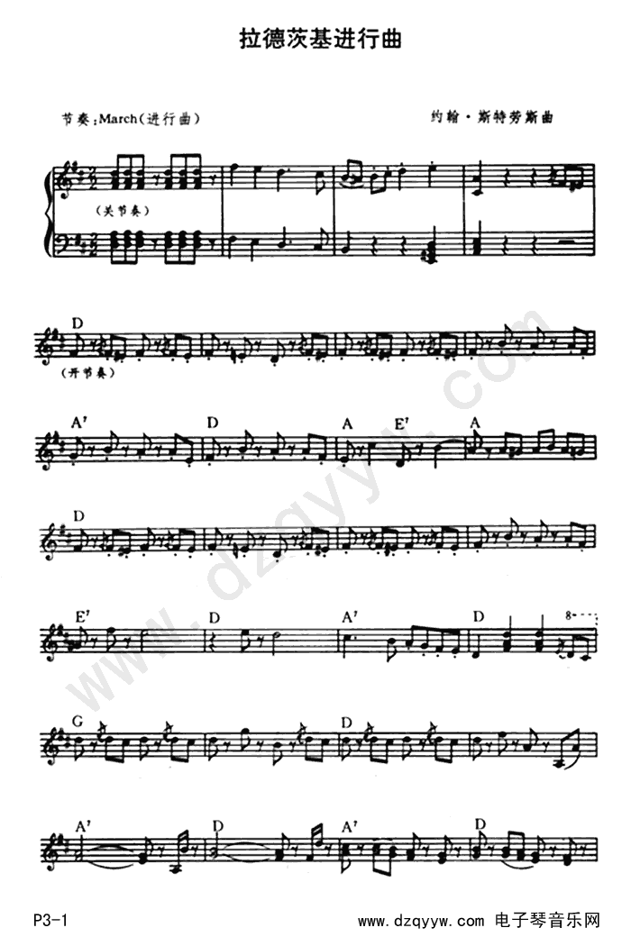 拉德茨基进行曲电子琴曲谱（图1）