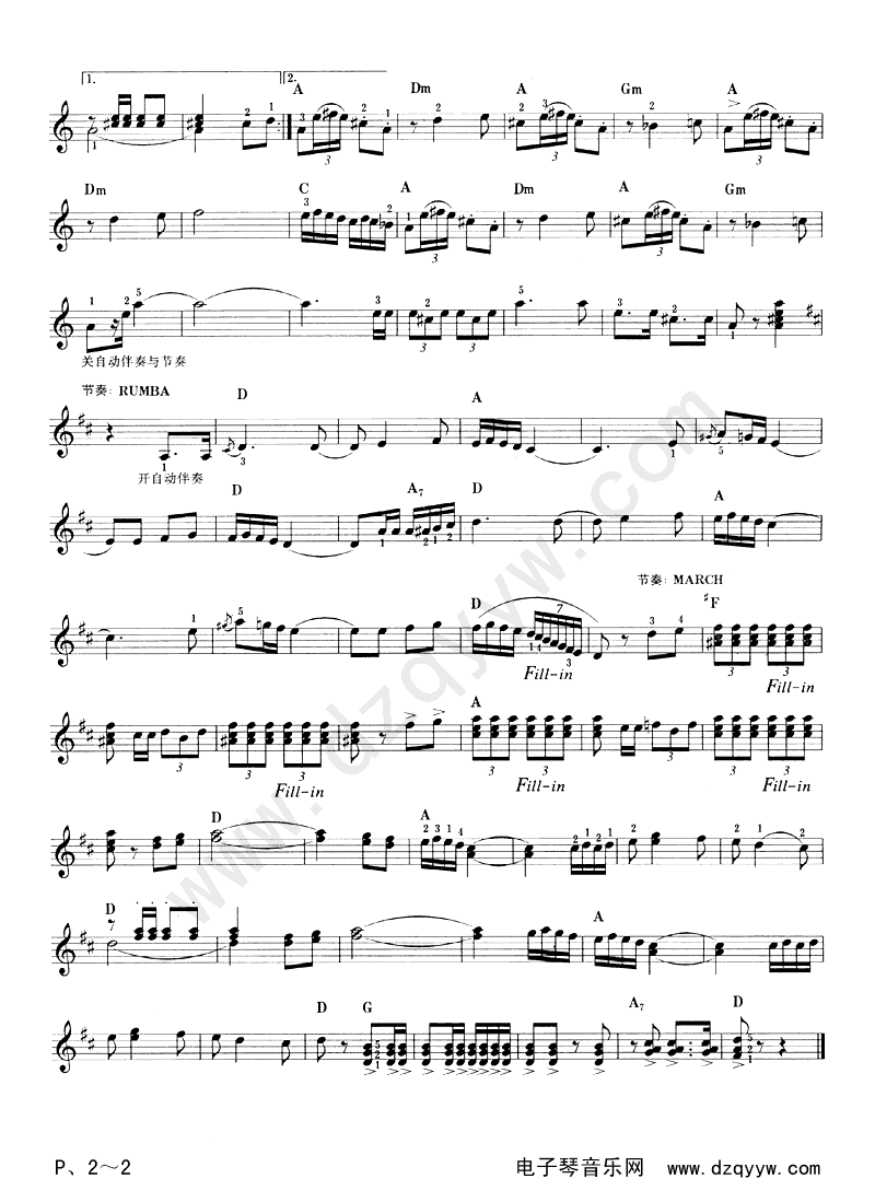 西班牙斗牛士电子琴曲谱（图2）
