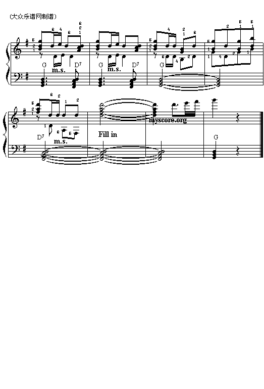 红星闪闪(五线谱)电子琴曲谱（图7）