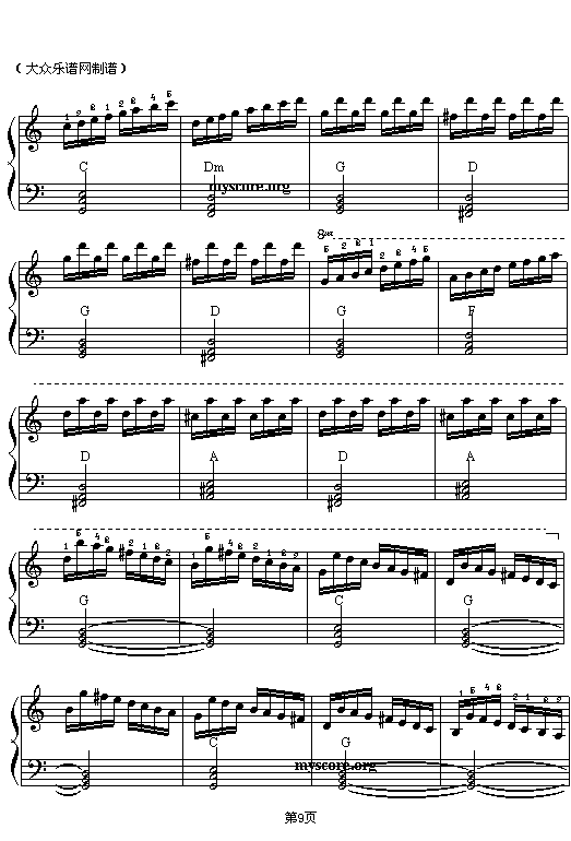 醒狮之舞(五线谱)电子琴曲谱（图9）