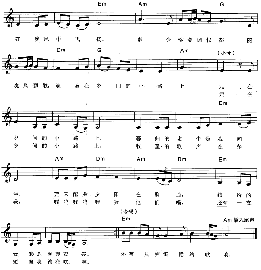 乡间的小路电子琴曲谱（图2）