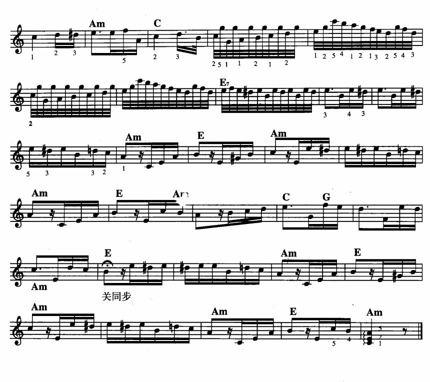 献歌爱丽丝（线谱 和弦）电子琴曲谱（图2）