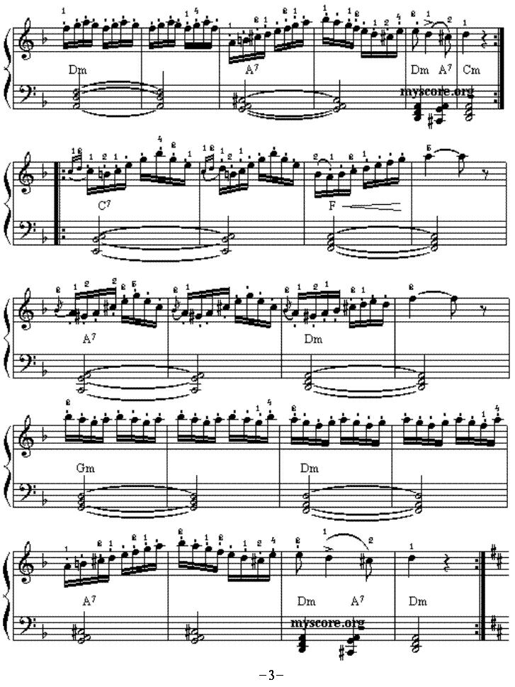 查尔达士舞曲电子琴曲谱（图3）