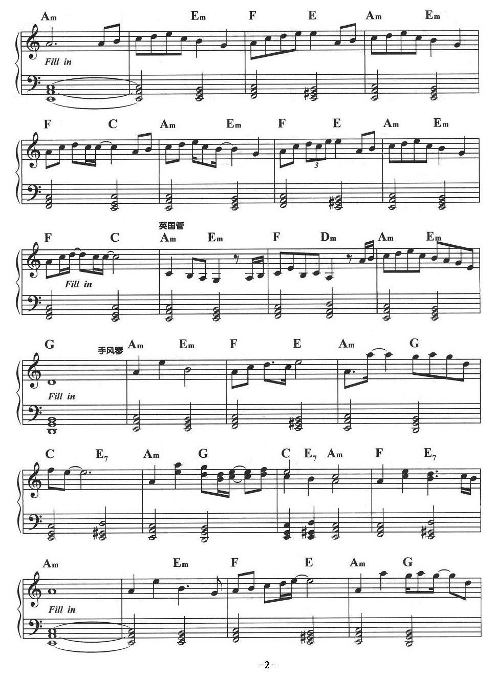 美丽的神话电子琴曲谱（图2）