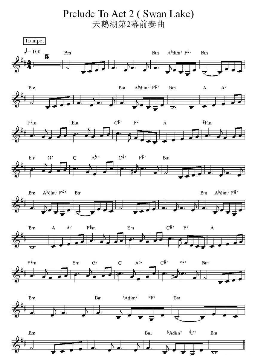 天鹅湖第二幕前奏曲电子琴曲谱（图1）