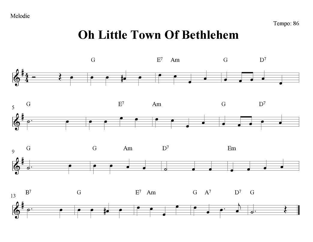 Oh Little Town Of Bethlehem（小城伯利恒）电子琴曲谱（图1）