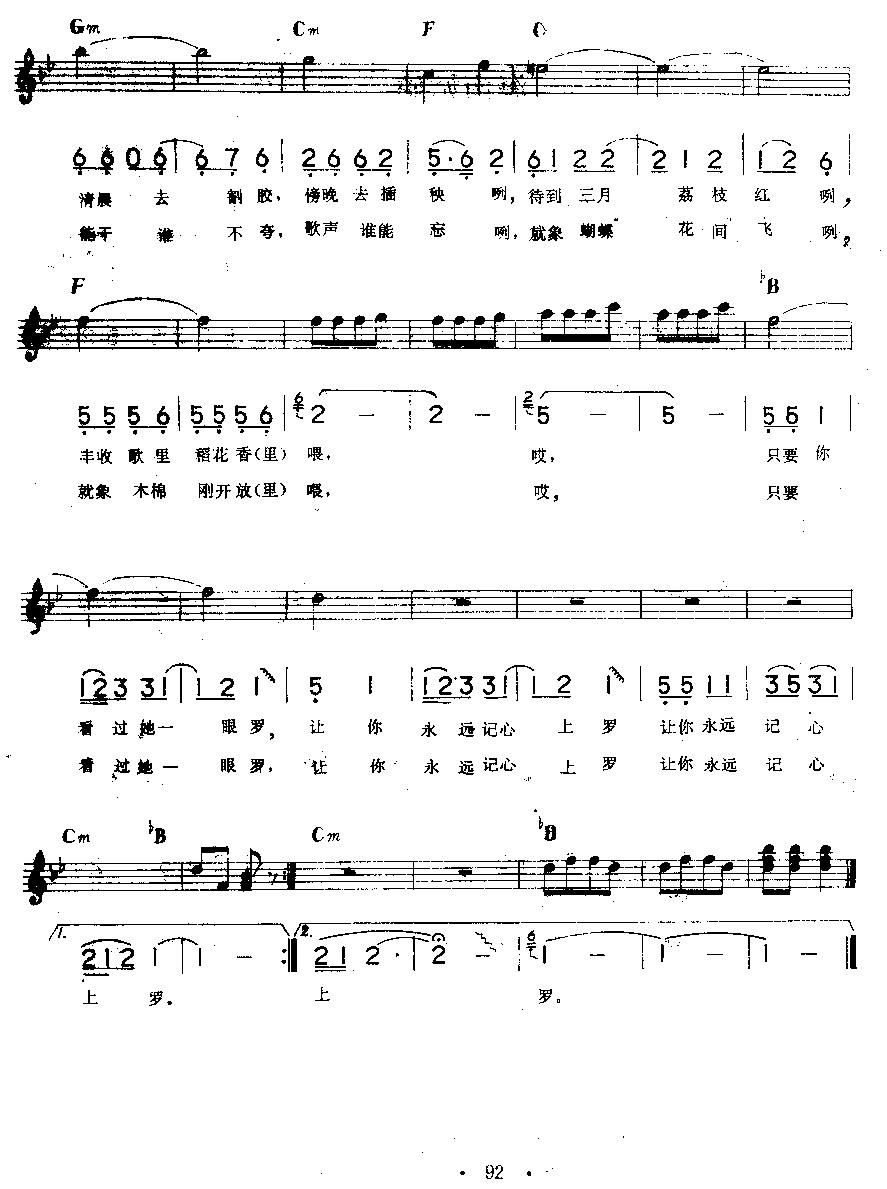 海南姑娘（电子琴歌曲伴奏、线简谱混排版）电子琴曲谱（图2）