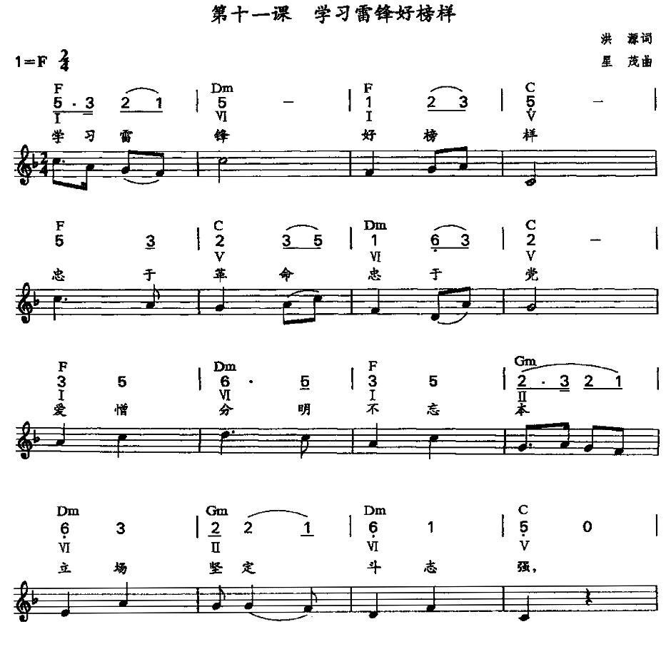 学习雷锋好榜样电子琴曲谱（图1）