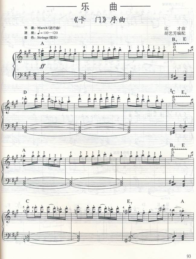 《卡门》序曲电子琴曲谱（图1）
