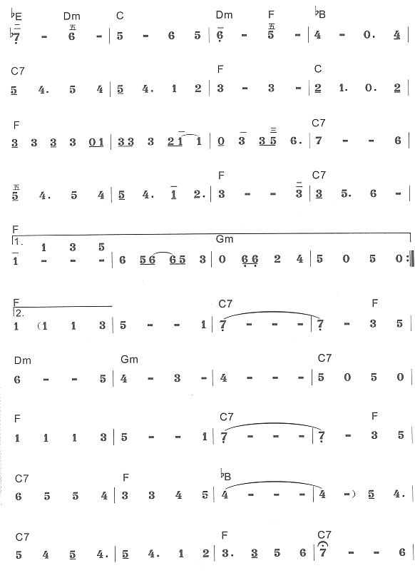 老橡树上的黄丝带2电子琴曲谱（图1）