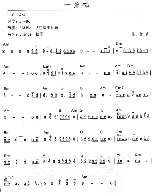 一剪梅电子琴曲谱（图1）