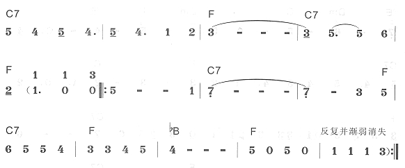 老橡树上的黄丝带3电子琴曲谱（图1）