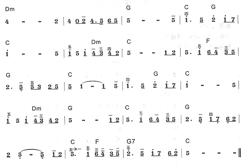 父老乡亲电子琴曲谱（图2）