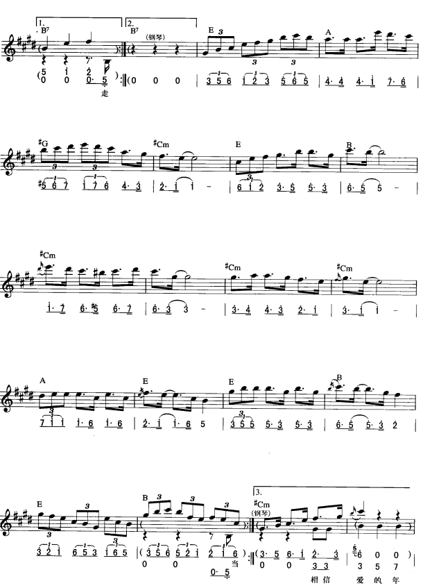 恋恋风尘(简线弹唱)2电子琴曲谱（图1）