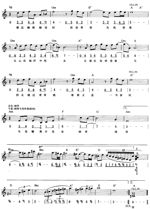 暗香(简线弹唱)2电子琴曲谱（图1）