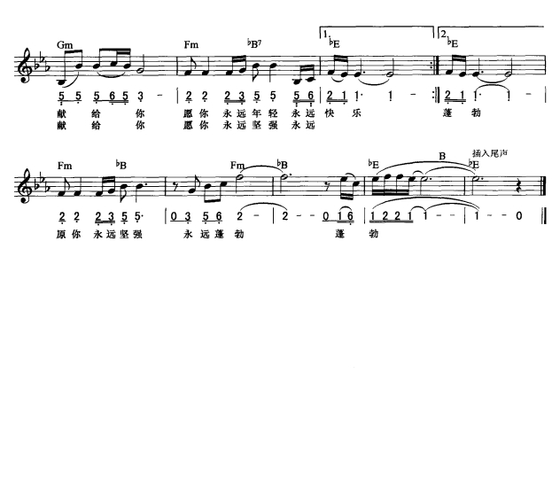 祝福祖国(简线弹唱)2电子琴曲谱（图1）