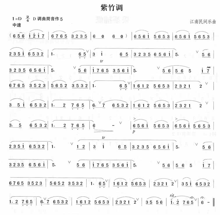 紫竹调（江南民间音乐）笛子（箫）曲谱（图1）