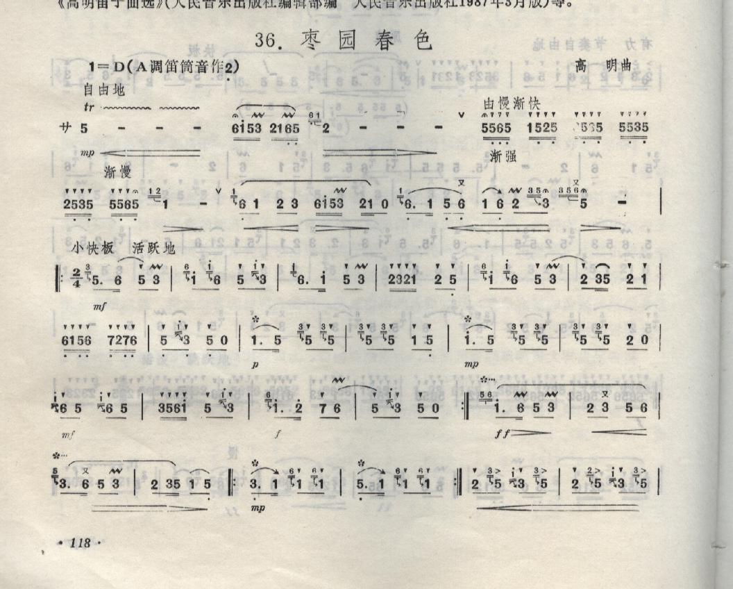 枣园春色笛子（箫）曲谱（图1）