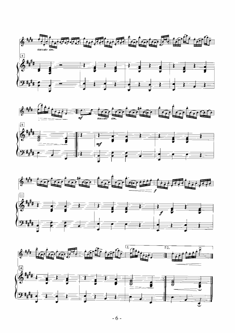 罗西尼主题变奏曲 管乐类 长笛笛子（箫）曲谱（图6）
