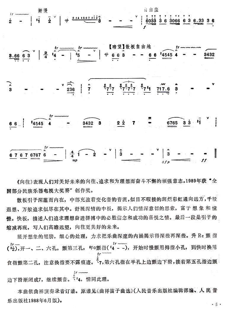 向往（笛子独奏）笛子（箫）曲谱（图5）
