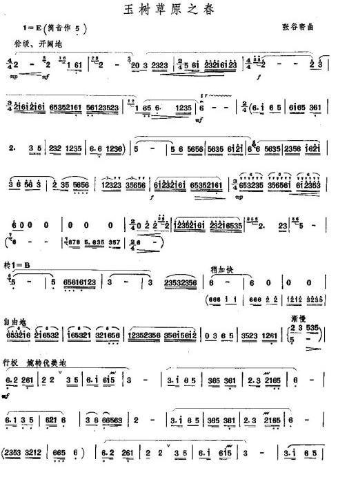 玉树草原之春笛子（箫）曲谱（图1）