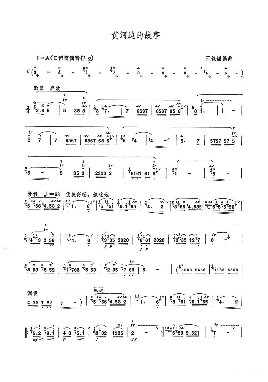 黄河边的故事笛子（箫）曲谱（图2）