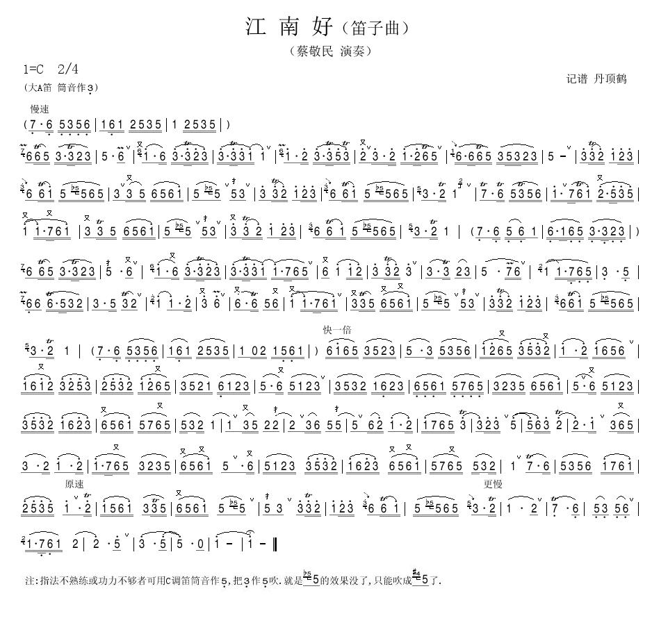 江南好笛子（箫）曲谱（图1）