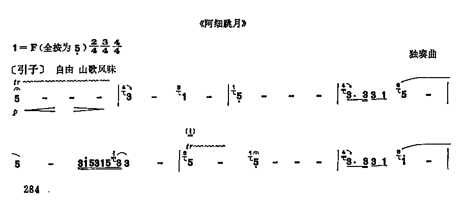 阿细跳月笛子（箫）曲谱（图1）