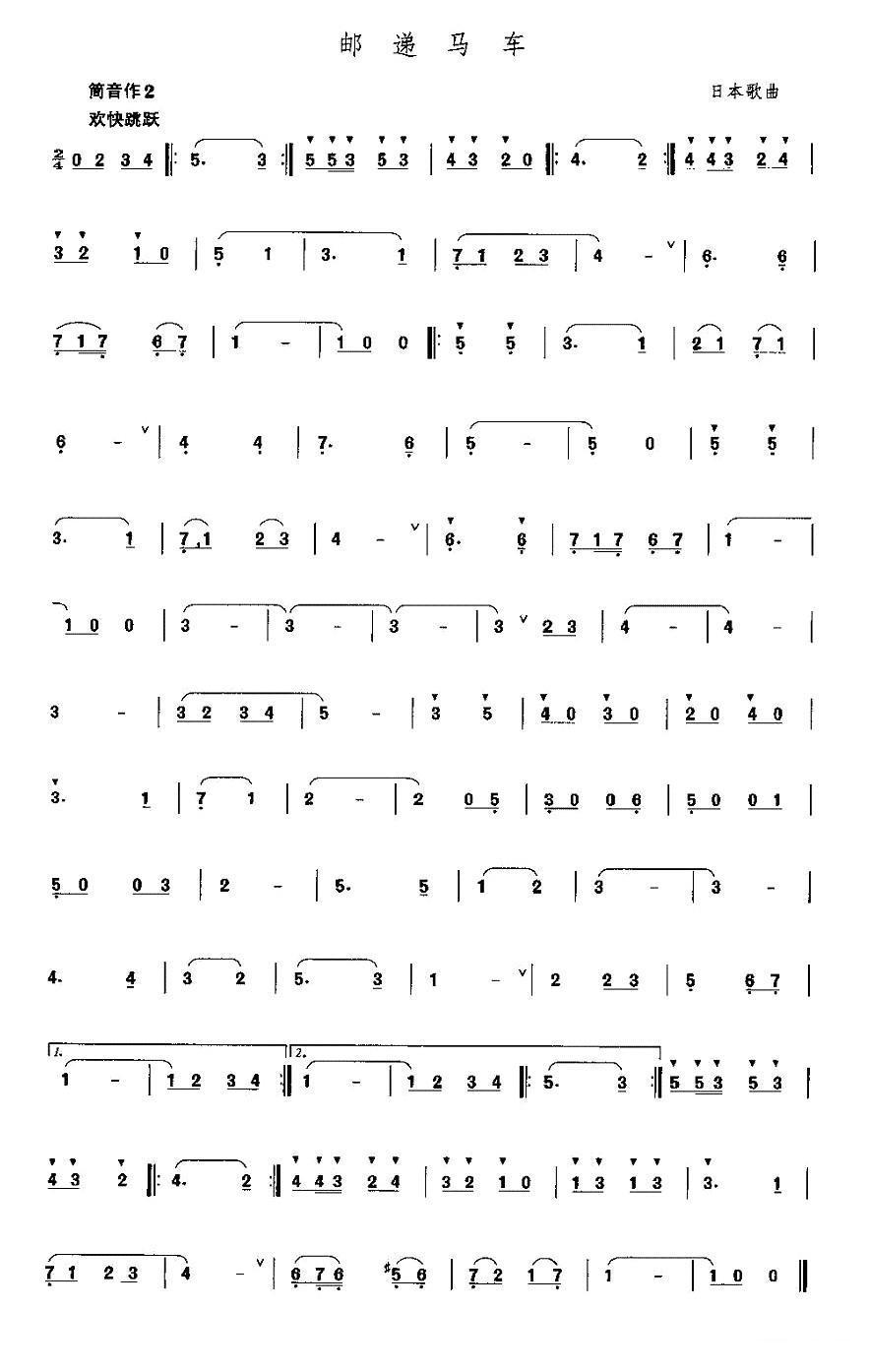 邮递马车（箫谱）笛子（箫）曲谱（图1）