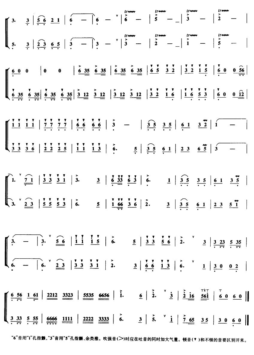 草原小姐妹（竹笛二重奏）笛子（箫）曲谱（图2）